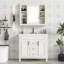 Meuble-lavabo moderne de 36 po avec comptoir, lavabo, miroir et armoire, portes et tiroirs à fermeture en douceur, solution de rangement pour lavabo simple-770665012