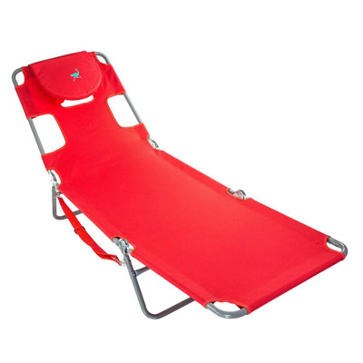  Chaise longue de plage pliante et chaise de sport rembourrée 3 en 1 de luxe, rouge