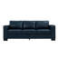 Bleu marine 93,7 po rembourré avec accoudoir carré, porte-gobelet, rangement et coussin en mousse à haute densité rembourré et confortable, structure en bois massif avec revêtement en cuir PU respirant, support