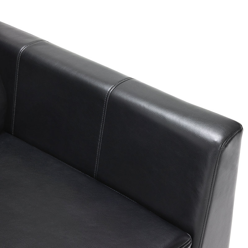Fauteuil d'appoint moderne, fauteuil rembourré en similicuir, fauteuils simples, Similicuir noir