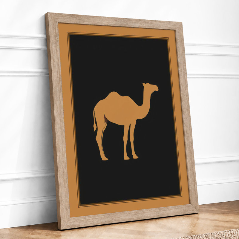 Desert Camel Minimalist - Framed Print, Oak, A4 - 29.7 x 21.0 cm
