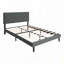 Lit plateforme tapissier en tissu capitonné à boutons, sans sommier, support à lattes de bois-906146291-906146290