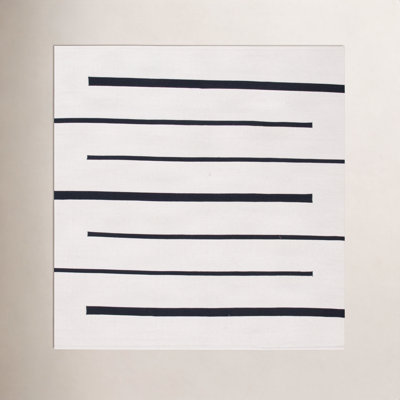 Mana Ivory Black Hand-Woven Striped Cotton Rug