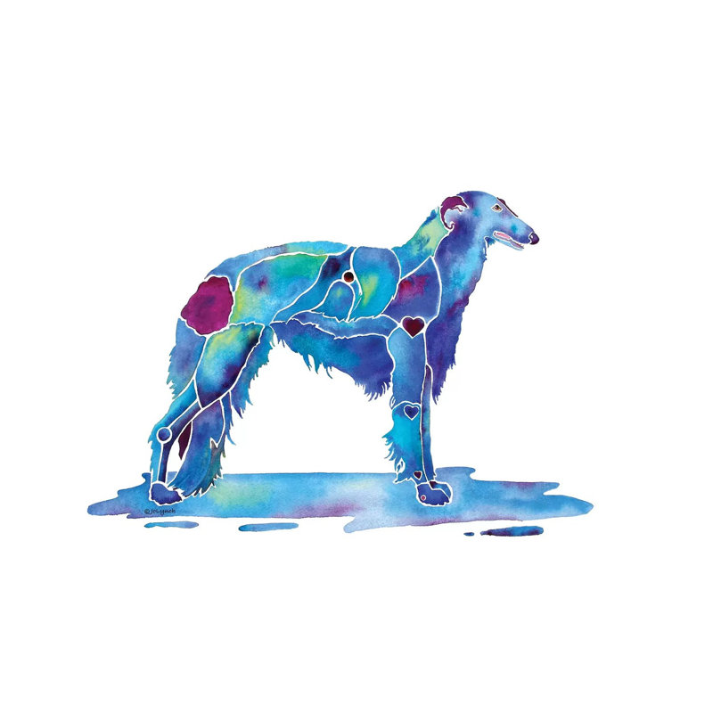 Borzoi Dog Blue by Jo Lynch - Wrapped Canvas Gallery-Wrapped Canvas Giclée, 20.32cm H x 30.48cm W