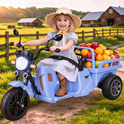12V 3 Wheel Electric Ride on Motorcycle Car for Kids Ages 3-5 with Sand Shovel