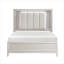 Structure de lit grand moderne en bois massif Reeded Modern avec tête de lit tapissier à DEL, blanc doux