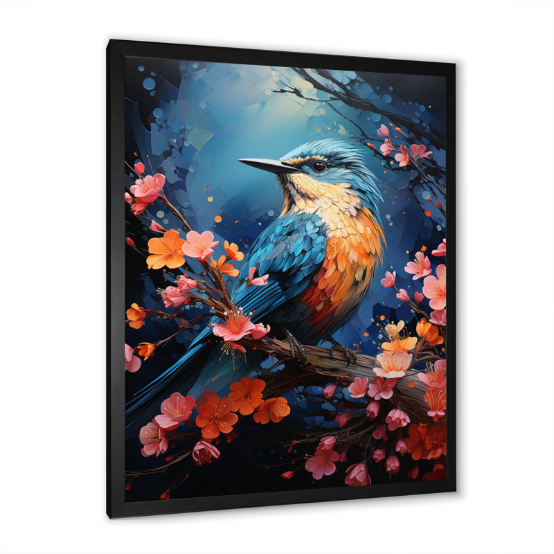 Reproduction d'art sur toile, oiseaux, H 32 po x l 24 po x P 1 po, Cadre photo noir