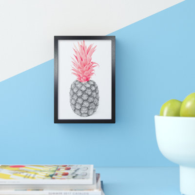 Black And Pink Pineapple Abstract - Print