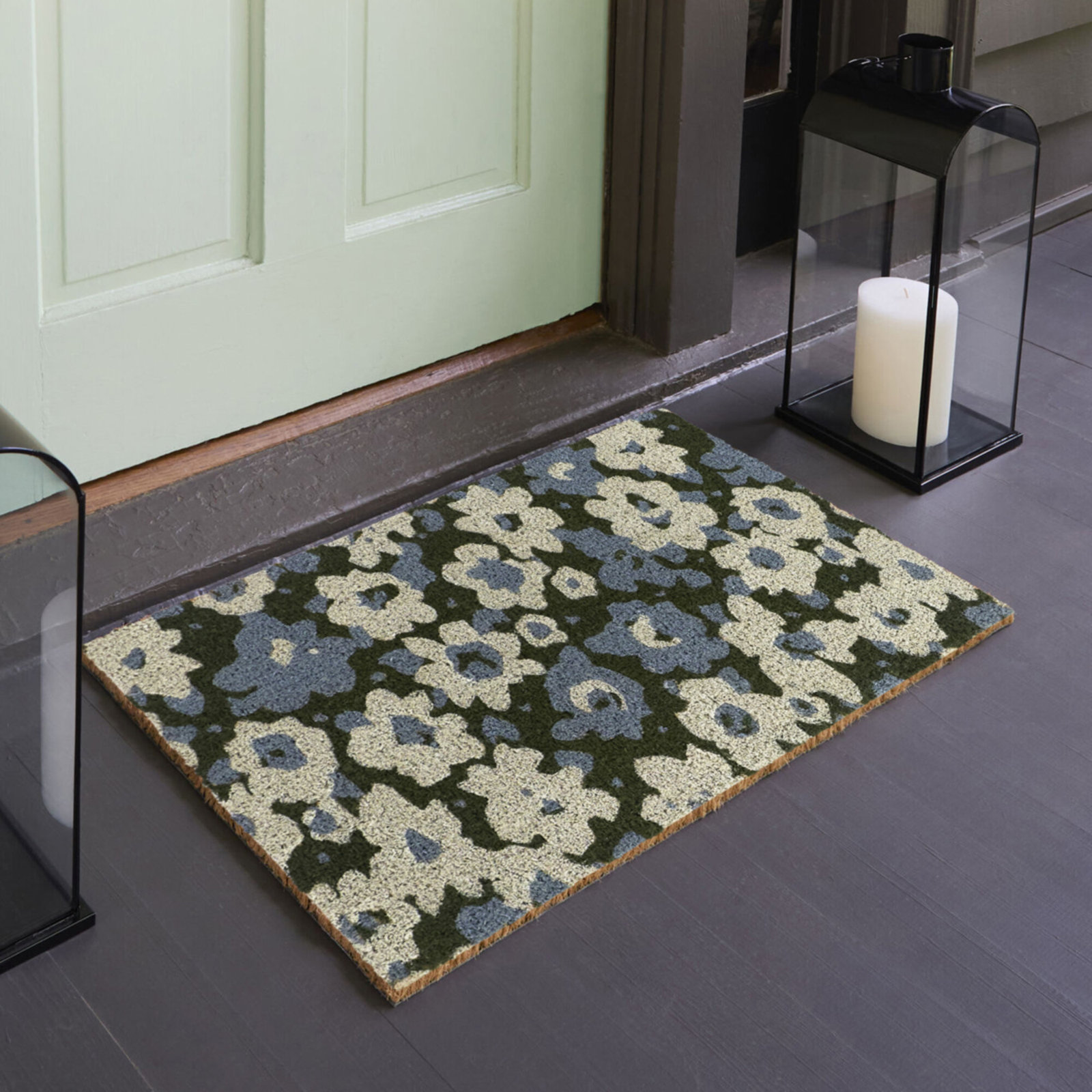 Floral Blue Floral Doormat
