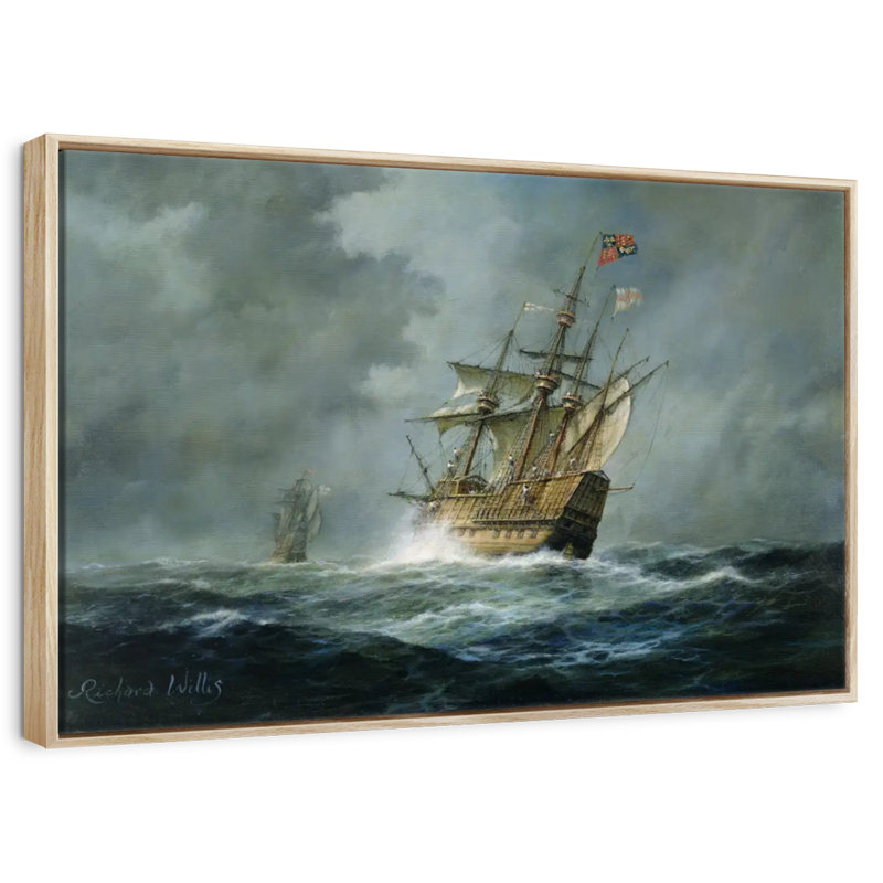 Mary Rose, 13" X 9", Floating Frame Natural Wood