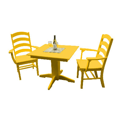  Ensemble de salle à manger d'extérieur en poly 3 pièces avec table carrée Josie