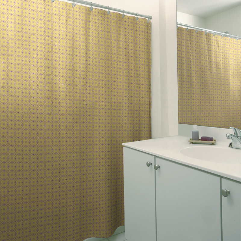 Rideau de douche simple Katelyn Elizabeth, Jaune / Mauve