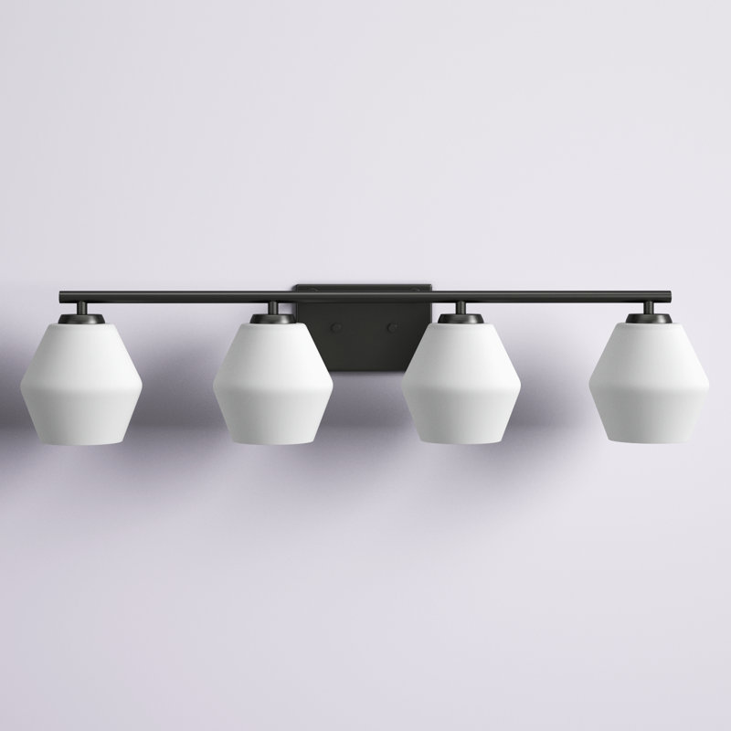 Éclairage pour salle de bain à 4 lumières à intensité variable Athyna, Noir mat