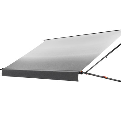 Manual RV Awning Complete Kit, 14.12FT Retractable RV Awning with Aluminum Alloy Frame & Waterproof PVC Fabric, Outdoor Camping Trailer Awnings Fit Most RVs (14FT Type, Gradient Black)
