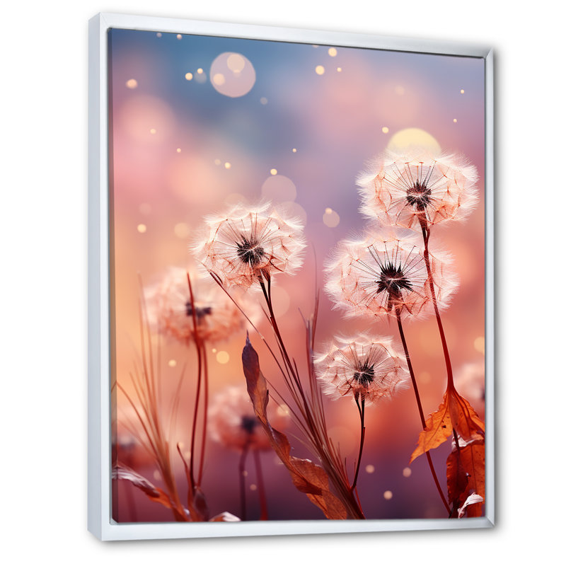 «Delicate Calm Dandelion Serenity IV - Autre plante et fleurs», art mural, Cadre flottant blanc, H 32 po x l 24 po