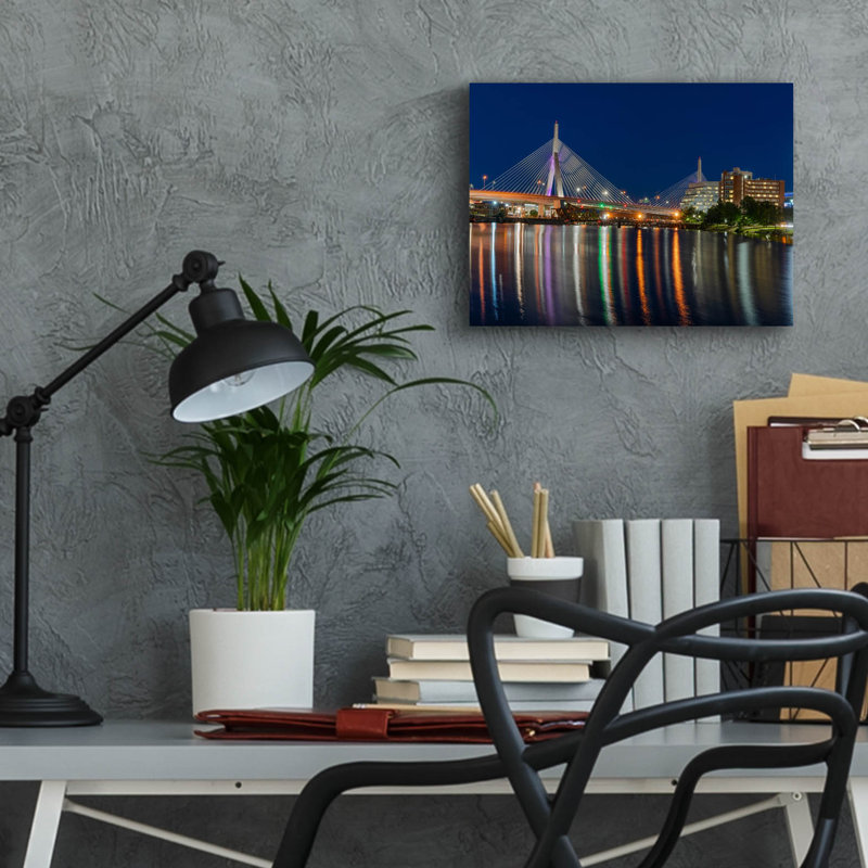 «Zakim Bridge August 26 2020» par Rick Berk, art mural en verre acrylique, H 12 po x l 16 po x P 0,13 po