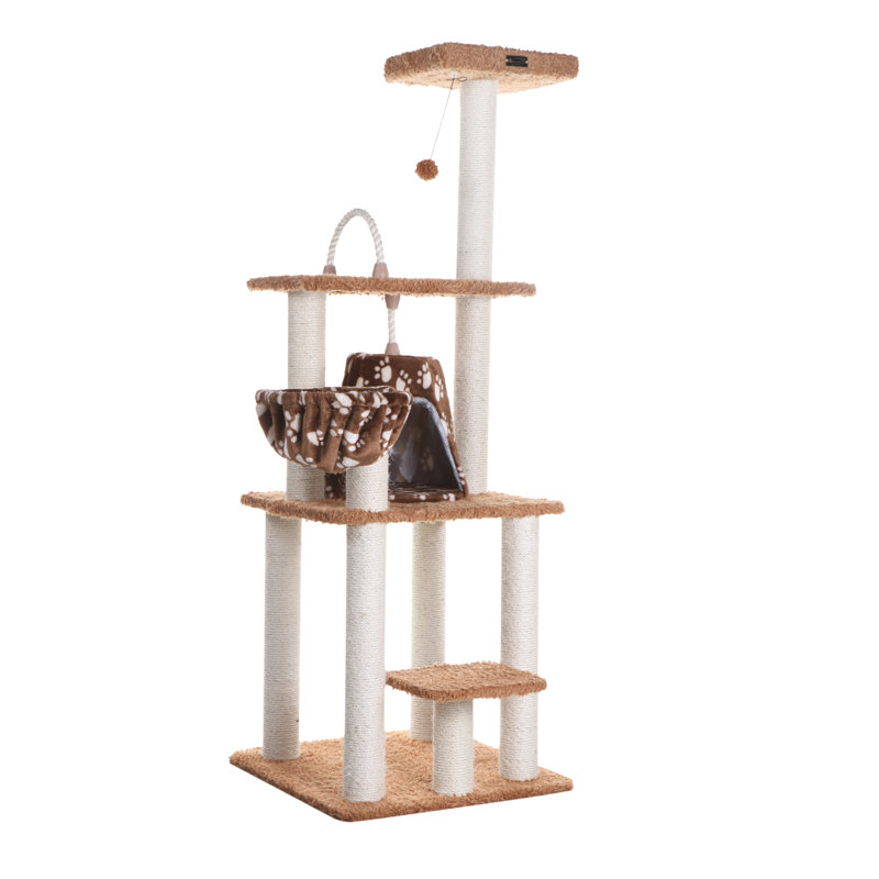 Beige and Brown Sisal Carpet Cat Tree Tower