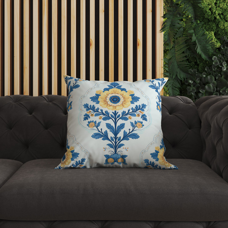 Himalayan Harmony Indoor/Outdoor 16x16, Square 16", Blue/Yellow
