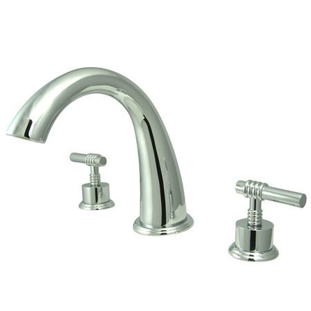 Robinet de baignoire romaine à fixation sur plateau à poignées doubles, Chrome poli
