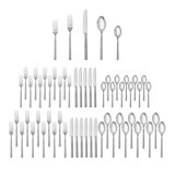Fortessa Viggo Stainless Steel, 60 Piece Flatware Set (Service for 12), Satin Silver
