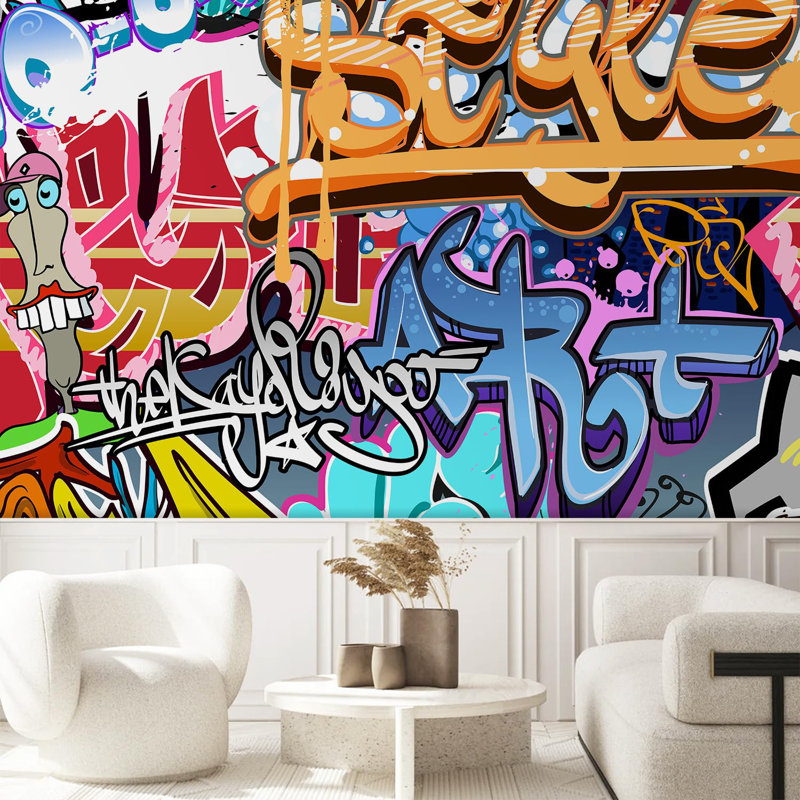 Vibrant Graffi Street Paint Peel & Stick Abstract Border, 72" L x 120" W