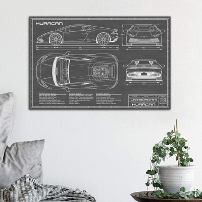 Lamborghini Huracan LP 610-4 | Black by Action Blueprints - Wrapped Canvas Print