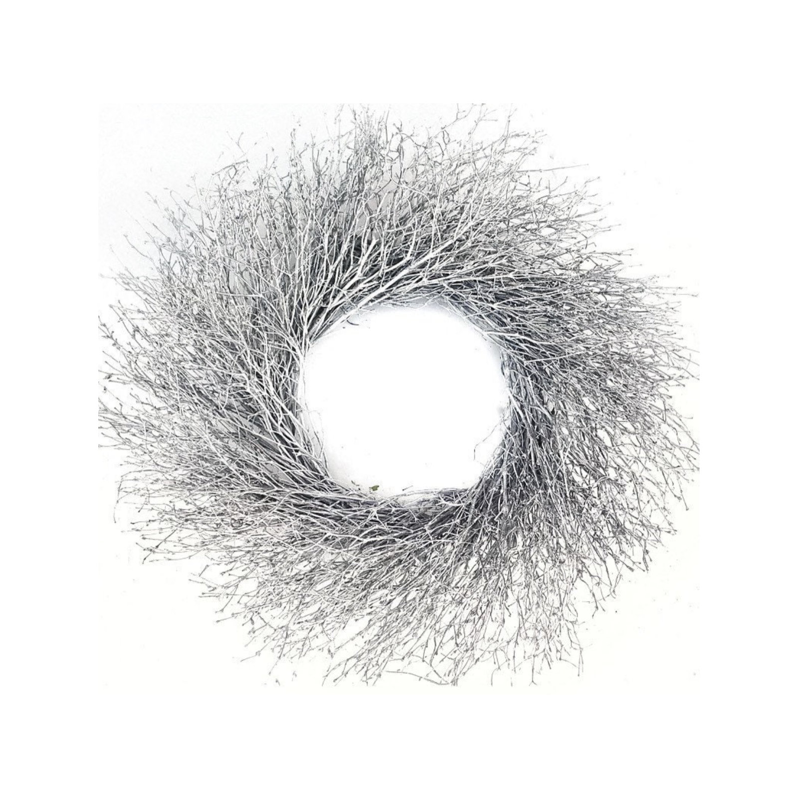 22'' Handcrafted Dried Twig Wreath, Silver