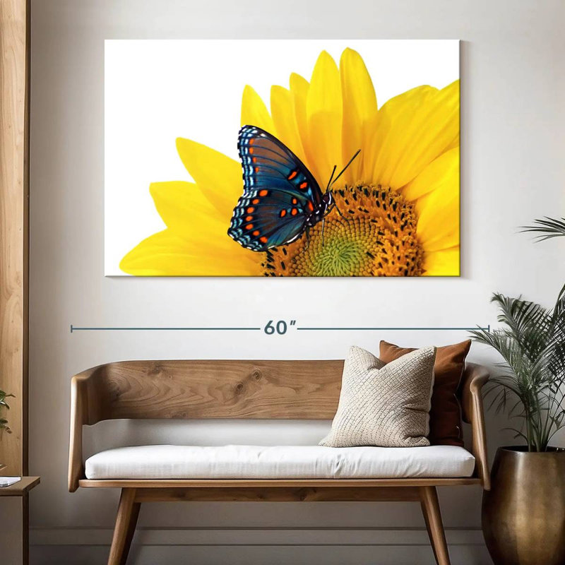 Tournesol Brampt avec papillon, H 34 po x l 51 po