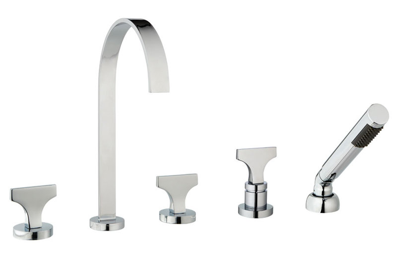 Spring Tub Filler with Diverter, Polished Chrome