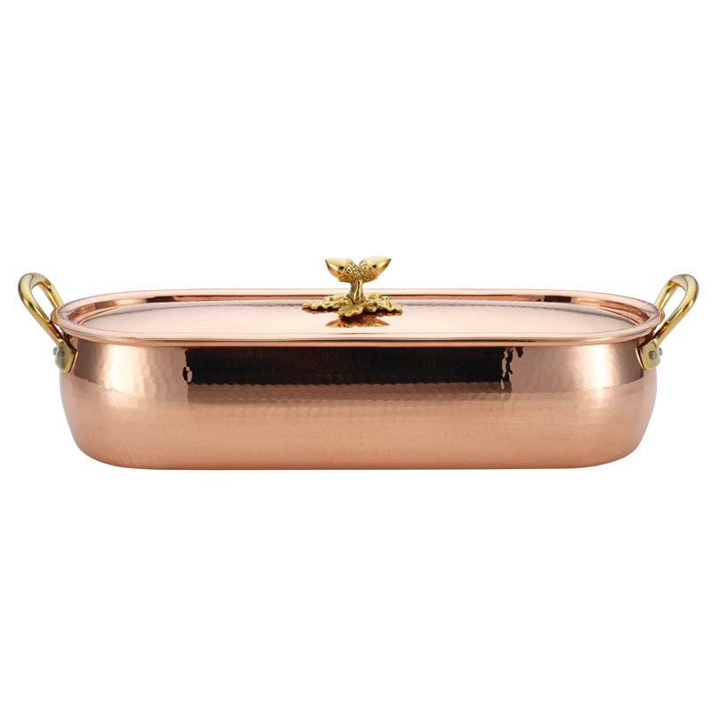 Ruffoni Historia Oval Fish Kettle Copper Rectangular Braiser with Lid