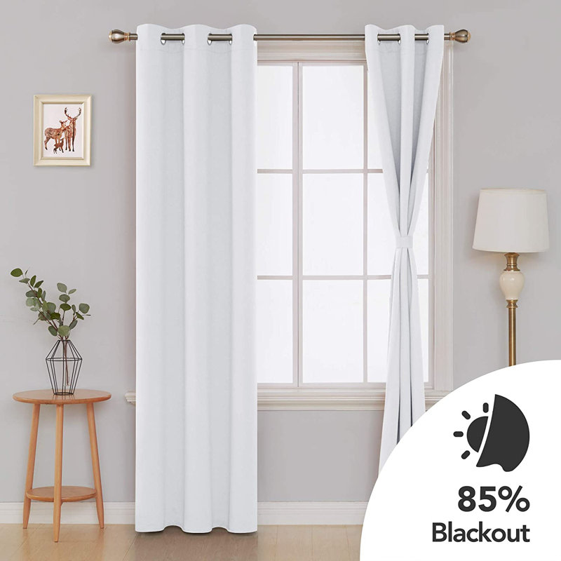 Bix Solid Blackout Thermal Grommet Curtain Panels, 38" W x 54" L, White