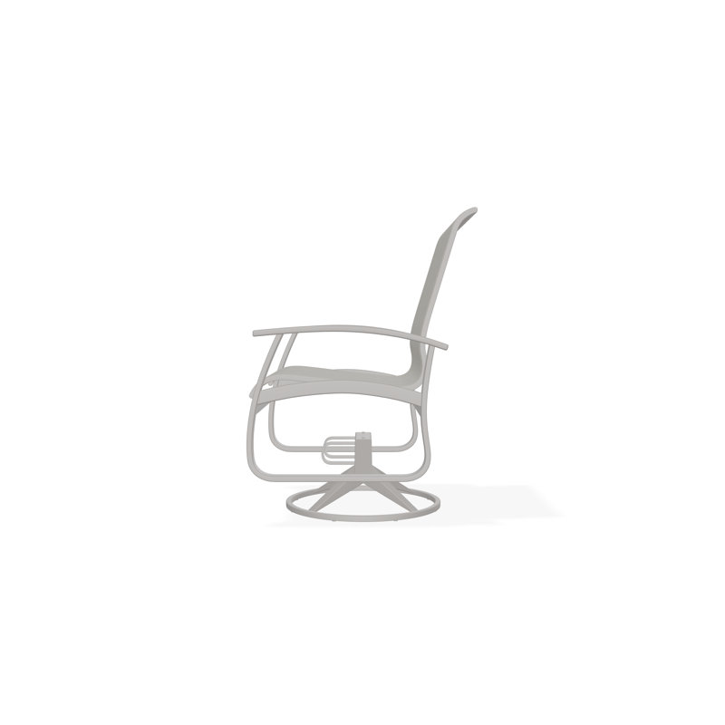 Belle Isle Sling Aluminum Frame Dining Height Swivel Rocker with Marine Grade Polymer Arm Accent, Warm Gray, Harbor