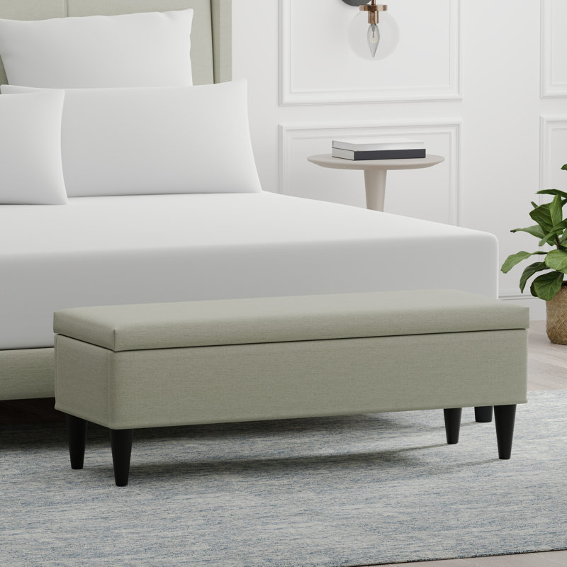 Banc de rangement en tissu, Beige, H 16,75 po x l 46,46 po x P 17 po