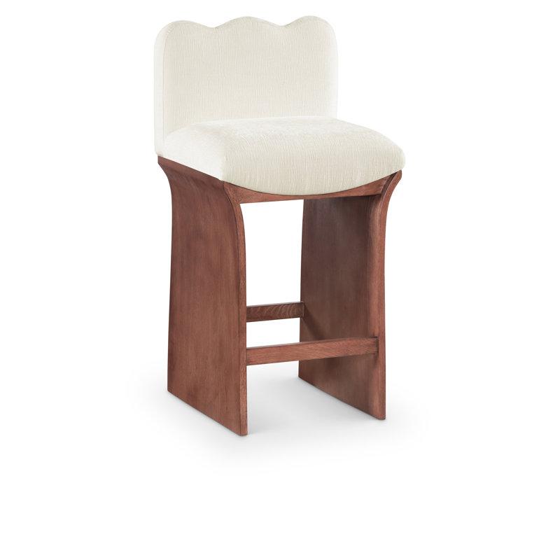 Tabouret de comptoir Shaw Cassady, Tissu chenille crème, Brun