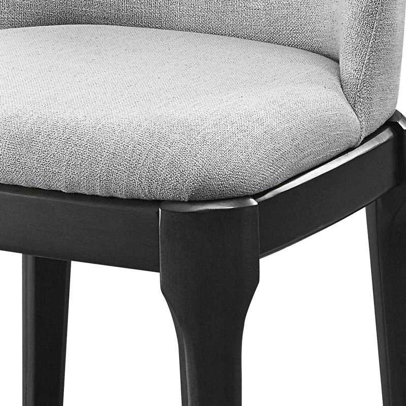 Chaises de salle à manger Chic (paire) - Revêtement en lin gris et structure à 2 côtés en chêne, pieds en bois, sièges de pièce modernes