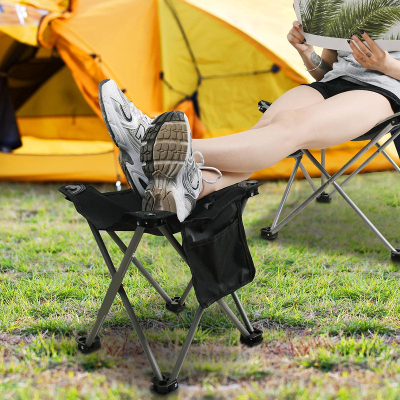 Santee Folding Camping Stool, Black, Black