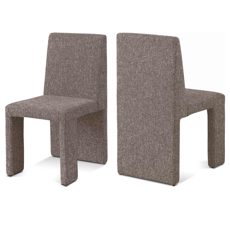 Chaise en tissu texturé Benson, Tissu texturé en lin brun