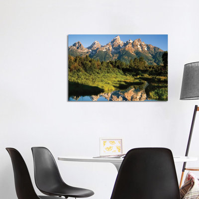 USA, Wyoming, Grand Teton National Park. Grand Tetons Reflect In Snake River by Jaynes Gallery - Wrapped Canvas Print