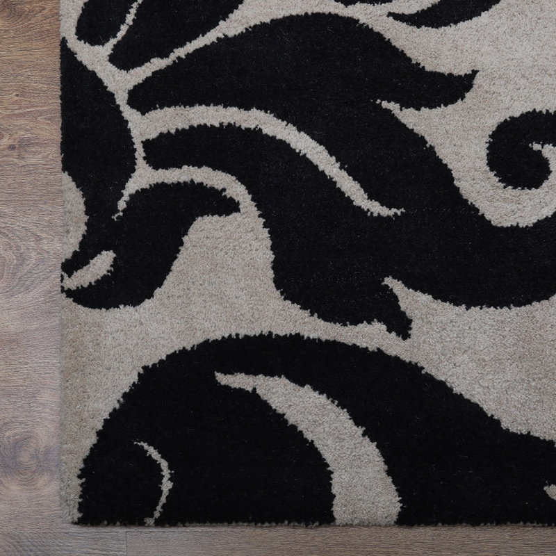 Hinnenkamp HAND TUFTED WOOL ECO-FRIENDLY AREA RUGS - Rectangle | Cream & Black Color | Floral Design | Area Rugs for living room, Bedroom