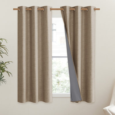 100% Blackout Curtain for Bedroom & Living Room Thermal Insulated Privacy Room Darkening Drapes, 2 Panels
