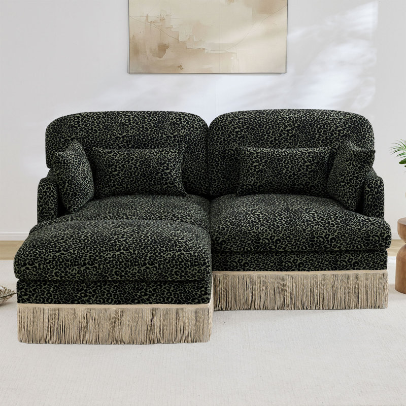 Canapé Comfy Chenille Leopard, Vert/noir