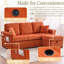 Convertible orange en velours côtelé 4 avec rangement, compartiment coulissant, ports et porte-gobelets pour accoudoirs pour espaces de vie Rangement en forme de L, charge mobile, coussins moelleux-121369675