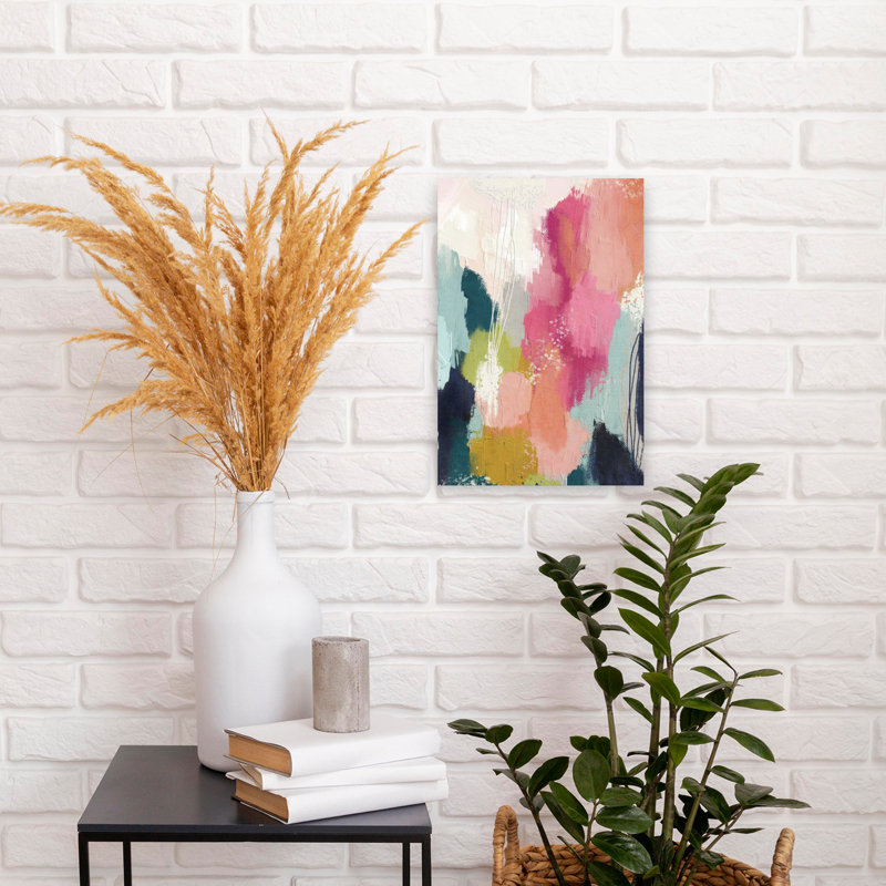 «Abstract Pinks», art abstrait contemporain audacieux, 18" H x 12" W