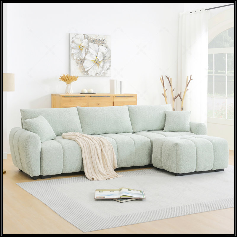 110" Modular Sectional Sofa, Light Green