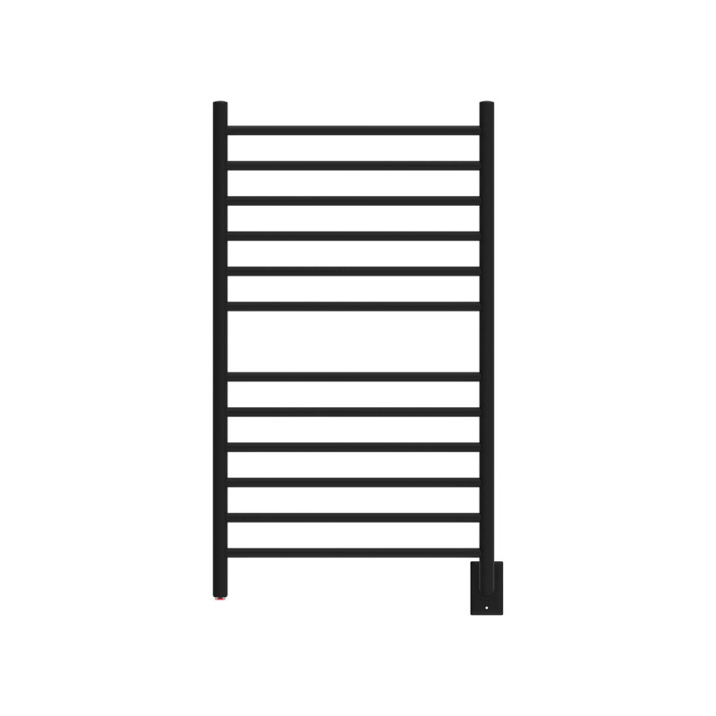 Radiant Large Straight Electric Towel Warmer Hardwired or Plug in, Matte Black