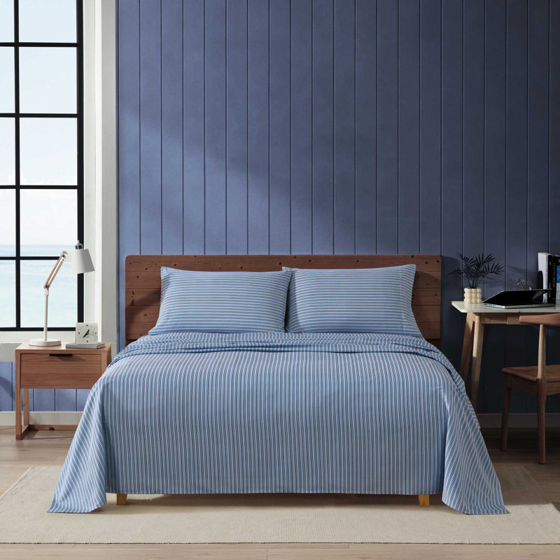 Nautica Alden Stripe Blue Sheet Set, Alden Stripe Blue, Twin XL Sheet Set with 1 Pillowcase
