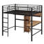 Lit mezzanine avec bureau en L et tablettes