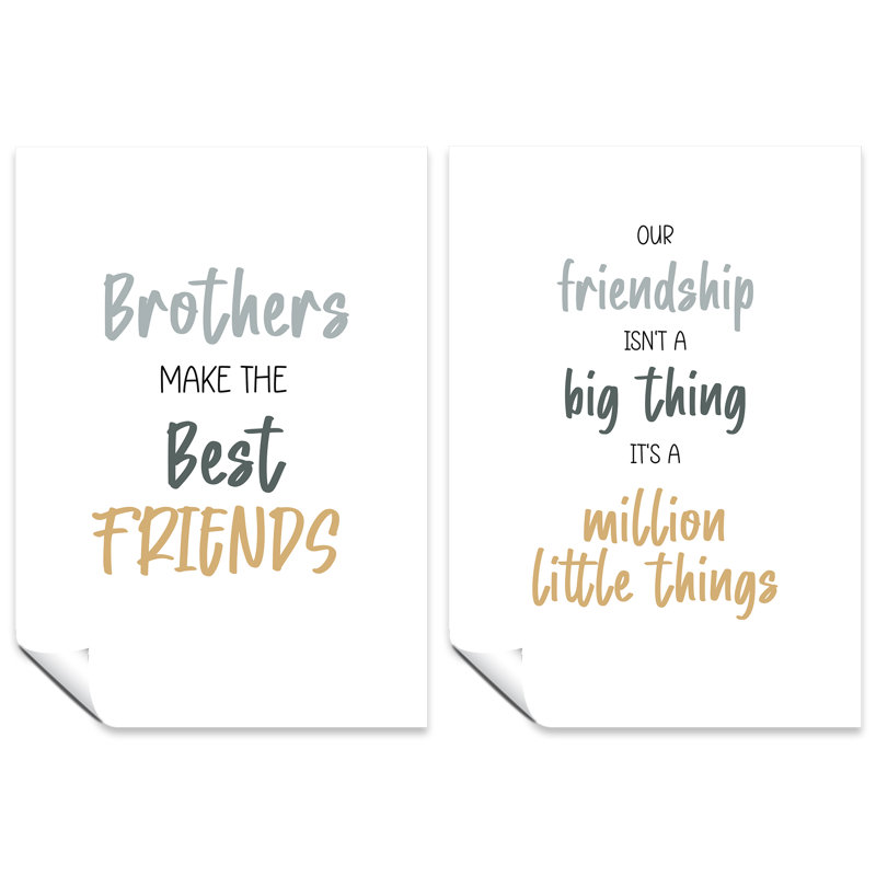 Boys Brothers Friendship Bedroom - 2 Piece No Frame Print Set, 29.7cm H x 21cm W