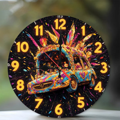 horloge voiture colorée vibrante fantaisie