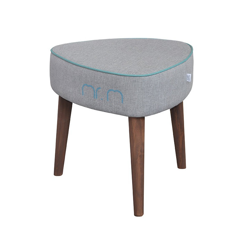 Manufactured Wood Accent Stool, Grey/Turquoise